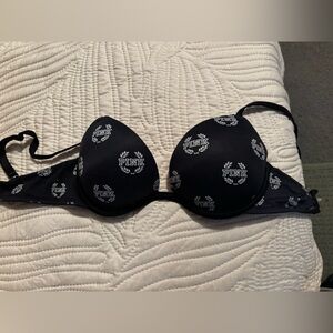 PINK Victoria's Secret Black Bra with White Logo